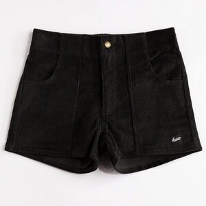 High Waist Black Corduroy Shorts